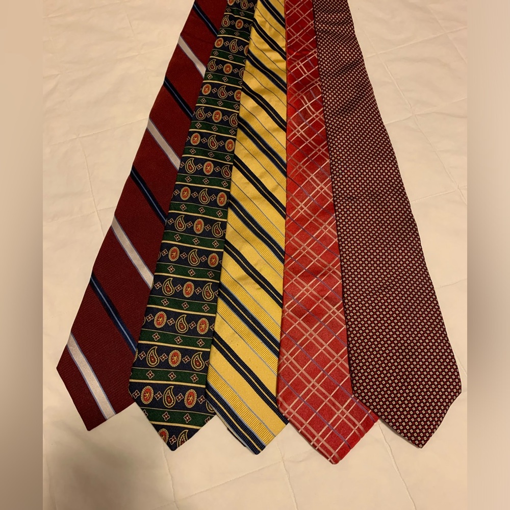 🇺🇸 Lot of 5 Vintage Tommy Hilfiger Silk Ties 100% Silk Made in USA